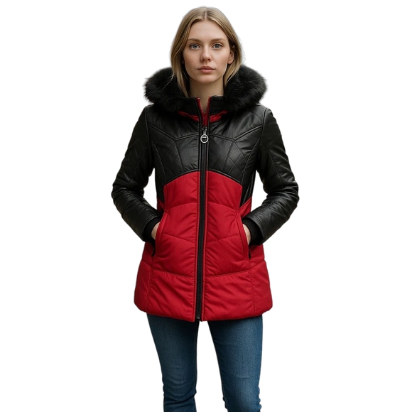 3R Streetwear Red Black Faux Fur Parka Winter Snow Large NWT - Picture 1 of 9